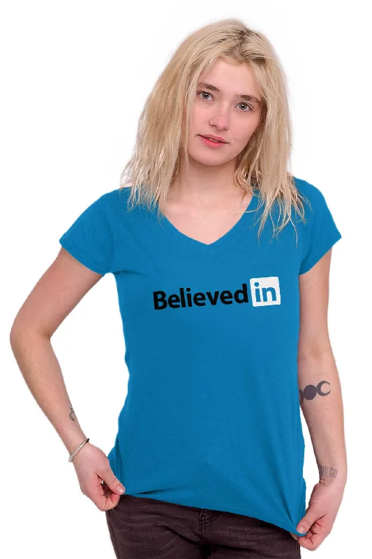 Believed in Junior Fit V-Neck T-Shirt