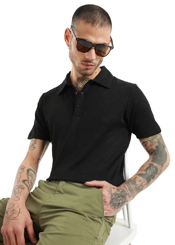 Black Diamond Textured Polo Tshirt