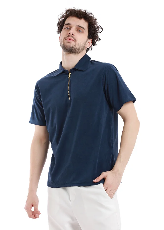 Blue Sapphire Zip polo T-shirt