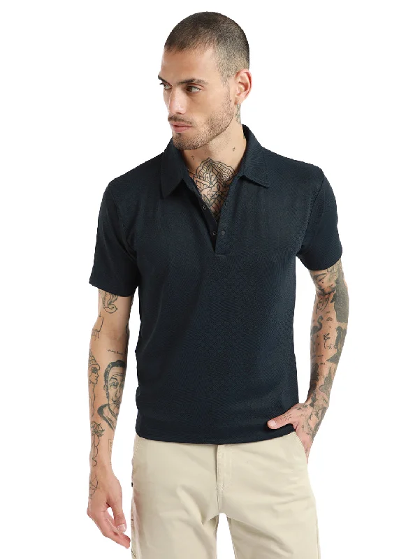 Dark Blue Structured Polo T-shirt