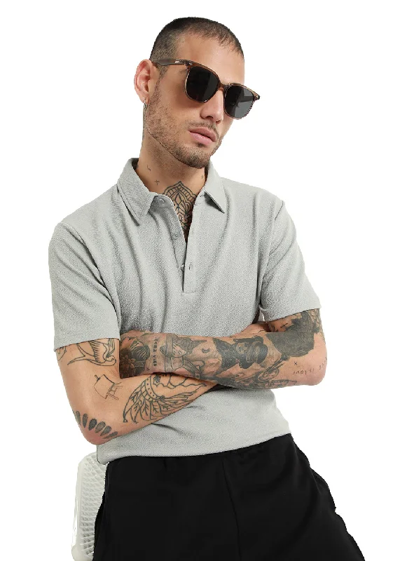 Gray classic textured Polo Tshirt