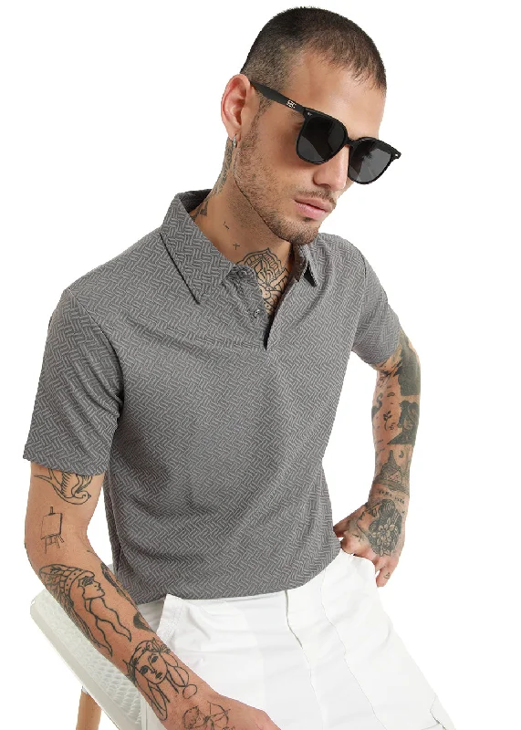 Gray twin weave Polo Tshirt