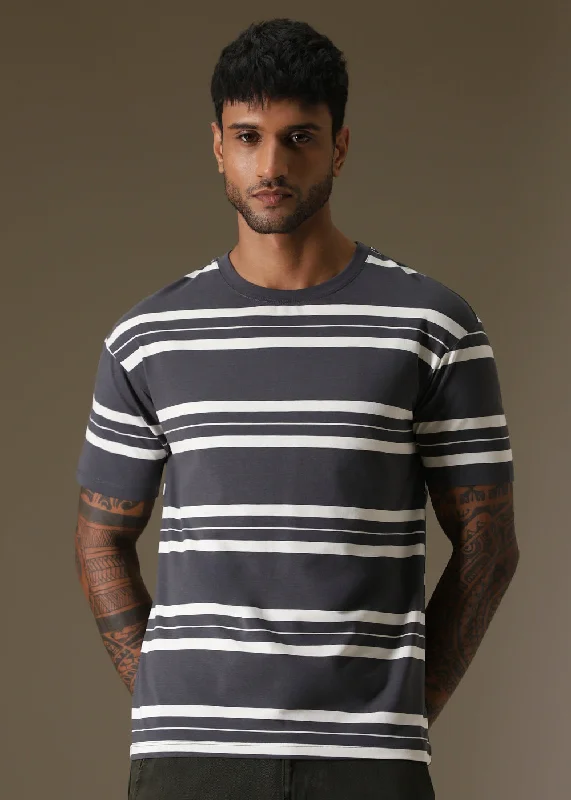 Grey Stripped Regular T-shirt