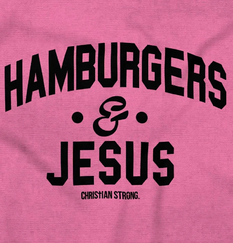 Hamburgers & Jesus Junior Fit V-Neck T-Shirt