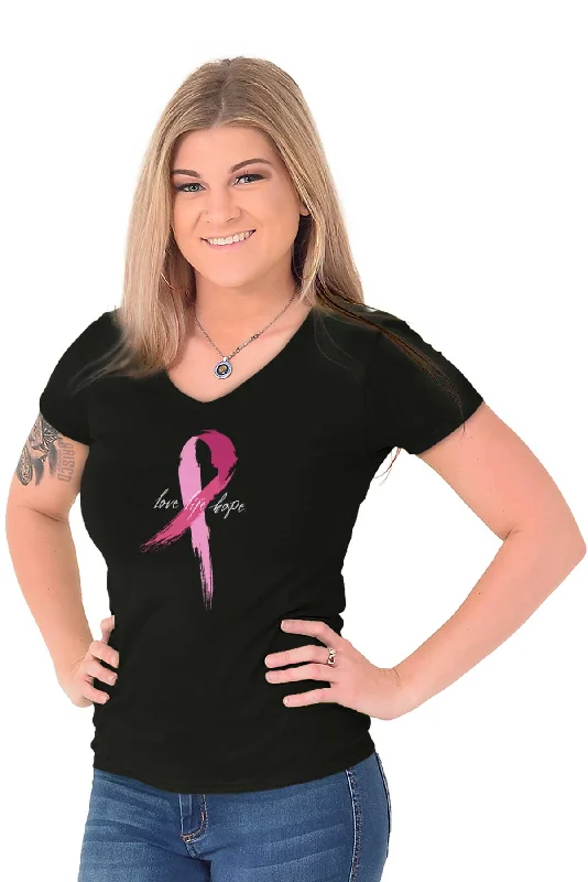 Breast Cancer Awareness Junior Fit V-Neck T Shirt