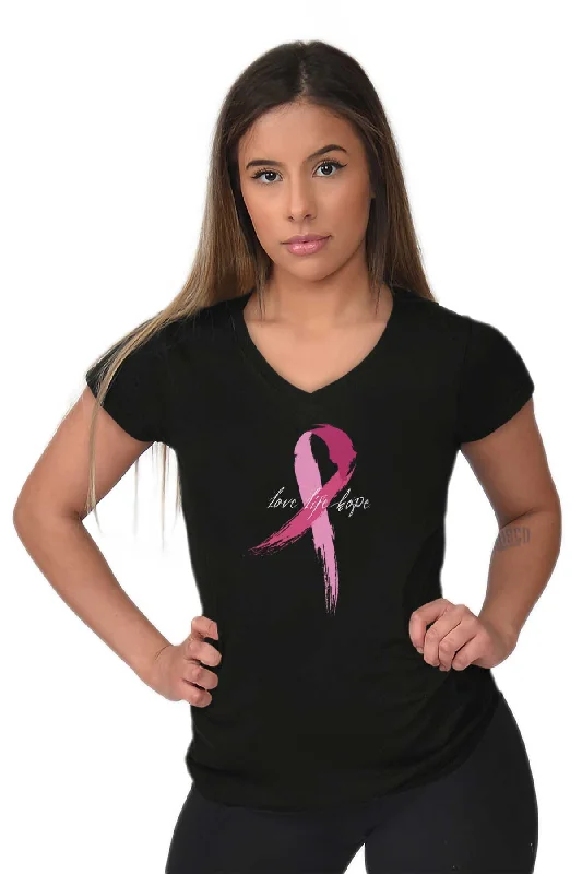 Breast Cancer Awareness Junior Fit V-Neck T Shirt