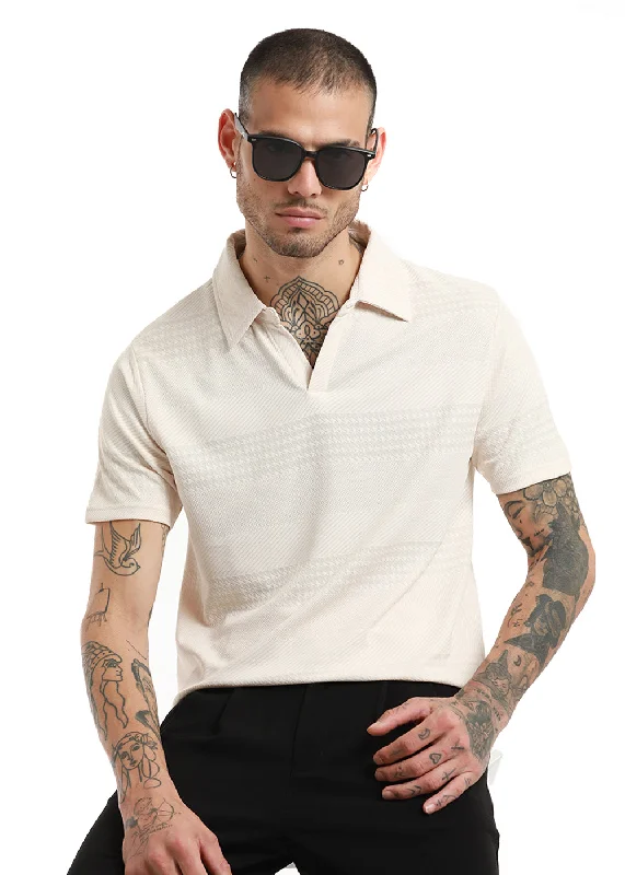 Jacquard Off White Polo Tshirt