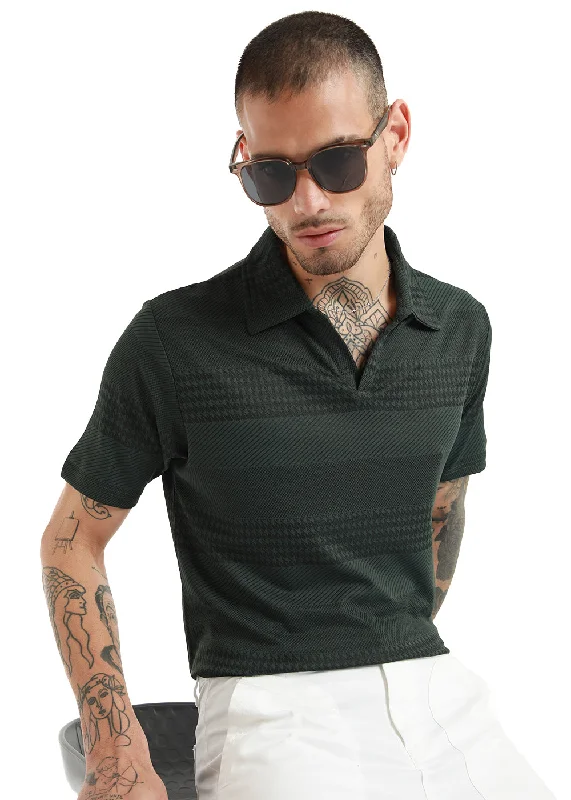 Jacquard Olive Polo Tshirt