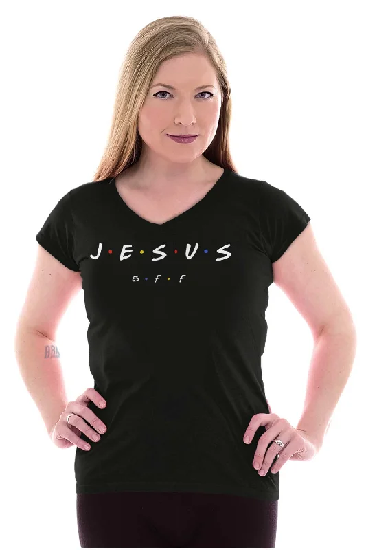 Jesus Christ BFF Junior Fit V-Neck T Shirt