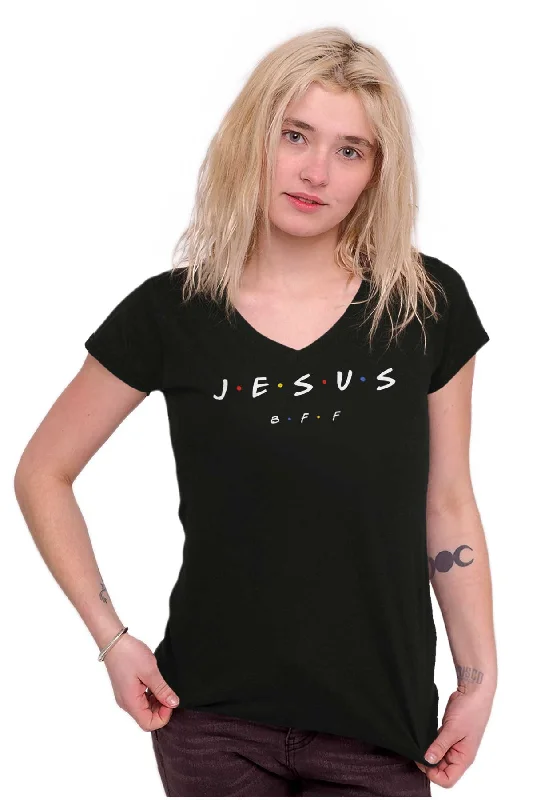 Jesus Christ BFF Junior Fit V-Neck T Shirt