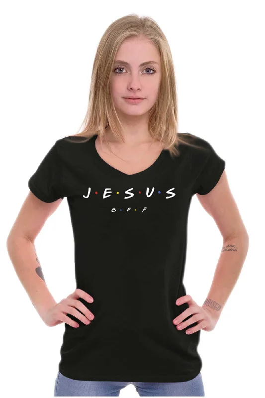 Jesus Christ BFF Junior Fit V-Neck T Shirt