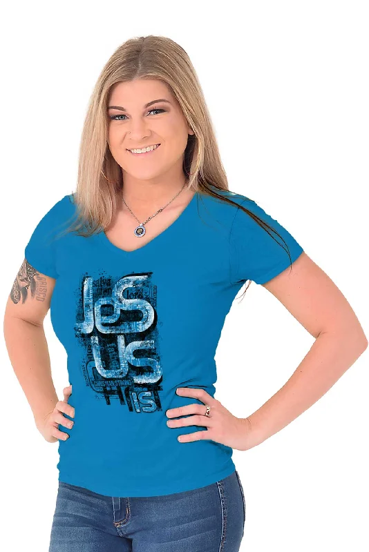 Jesus Christ Junior Fit V-Neck T-Shirt