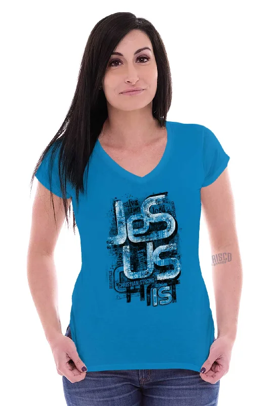 Jesus Christ Junior Fit V-Neck T-Shirt