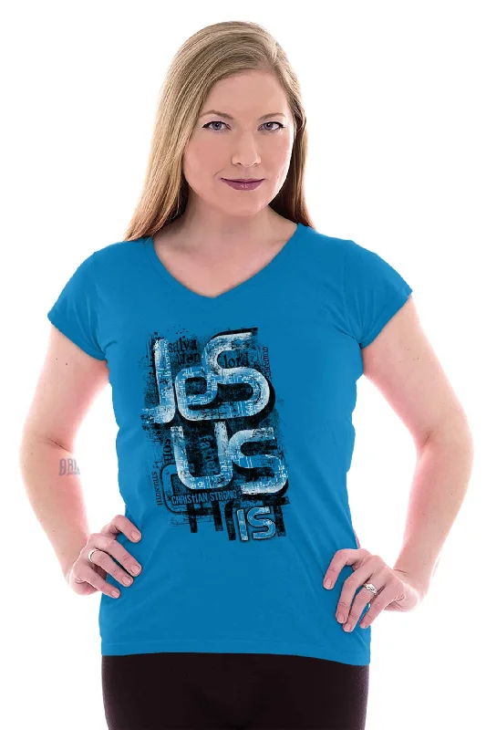 Jesus Christ Junior Fit V-Neck T-Shirt