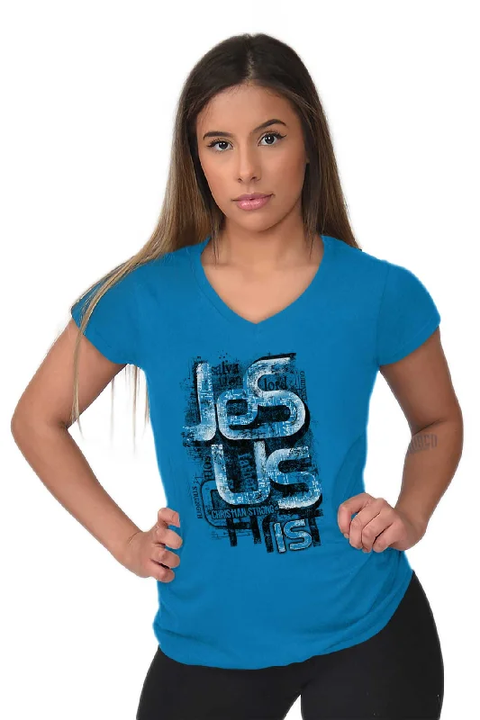 Jesus Christ Junior Fit V-Neck T-Shirt