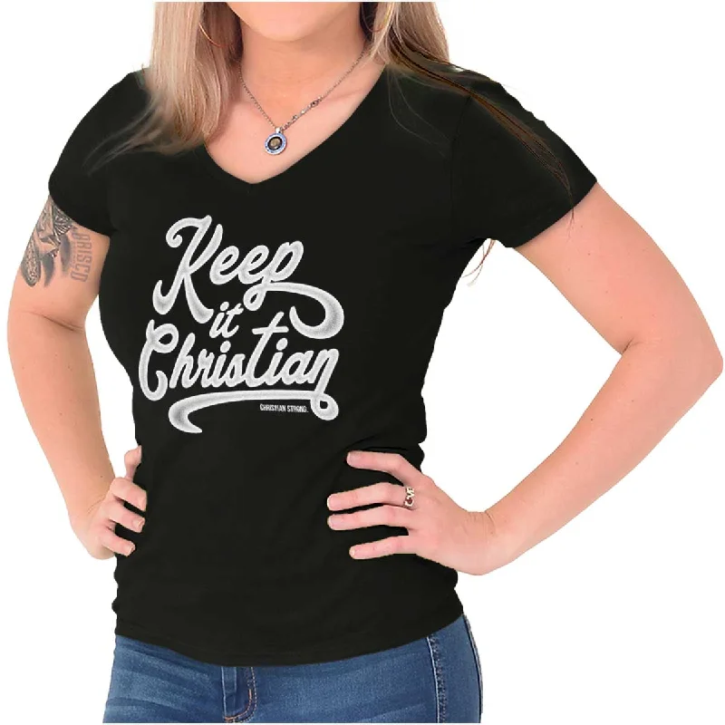 Keeping It Christian Junior Fit V-Neck T Shirt