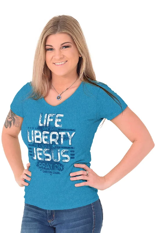 Live Liberty Junior Fit V-Neck T-Shirt