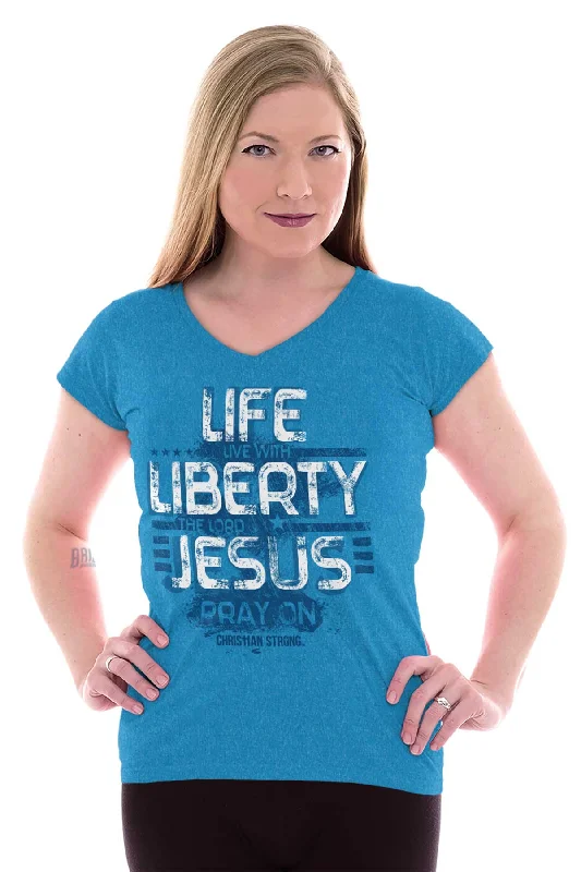 Live Liberty Junior Fit V-Neck T-Shirt