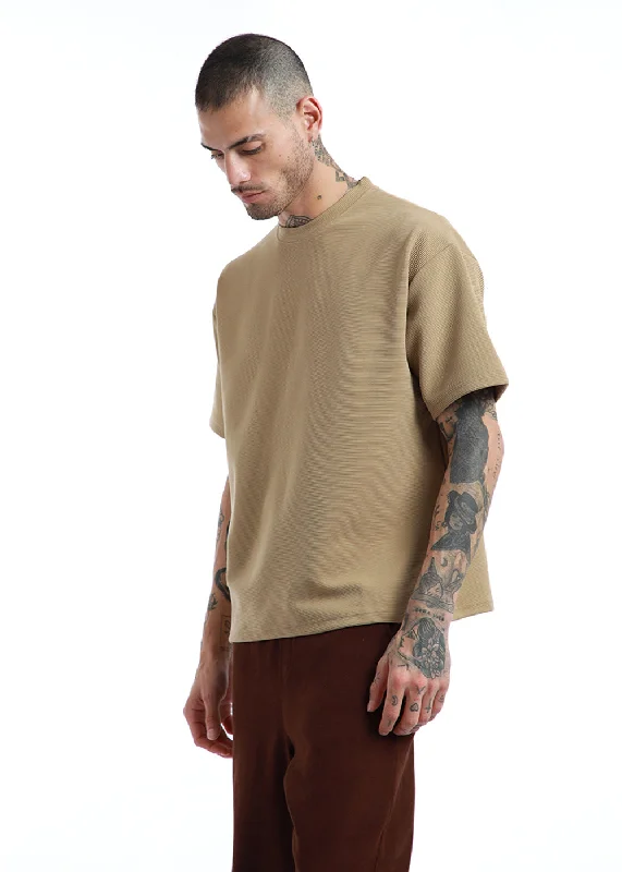 Oversized Beige Textured T-shirt