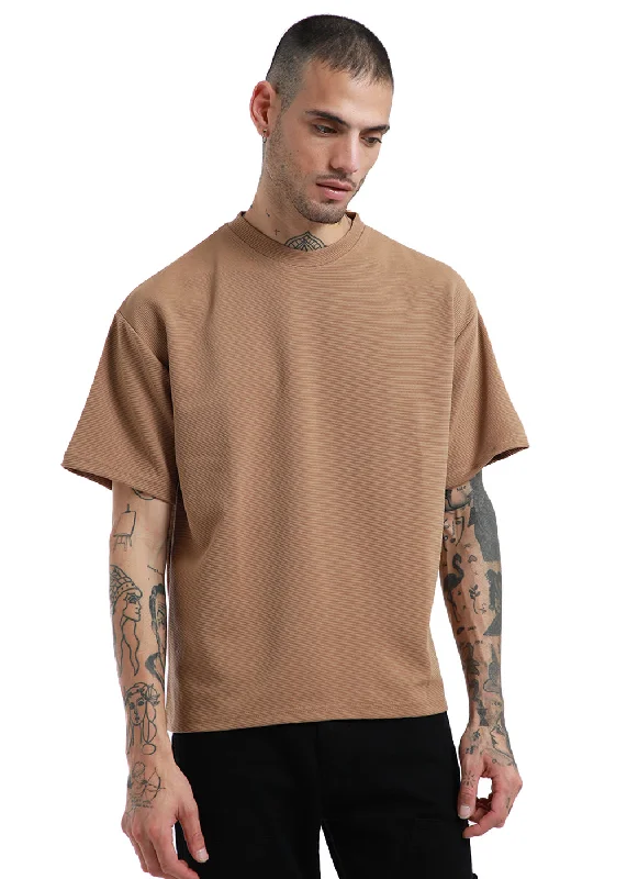 Oversized Coffee Textured T-shirt