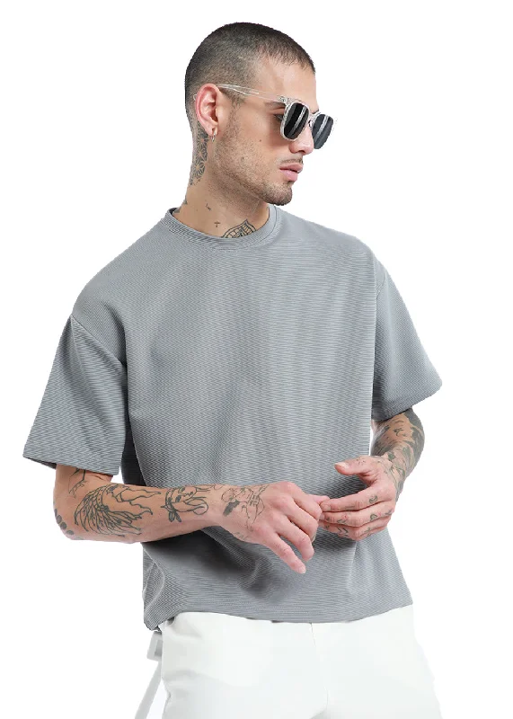 Oversized Light Grey Textured T-shirt