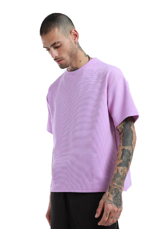 Oversized Lilac Textured T-shirt