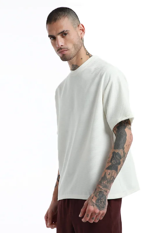 Oversized White Textured T-shirt