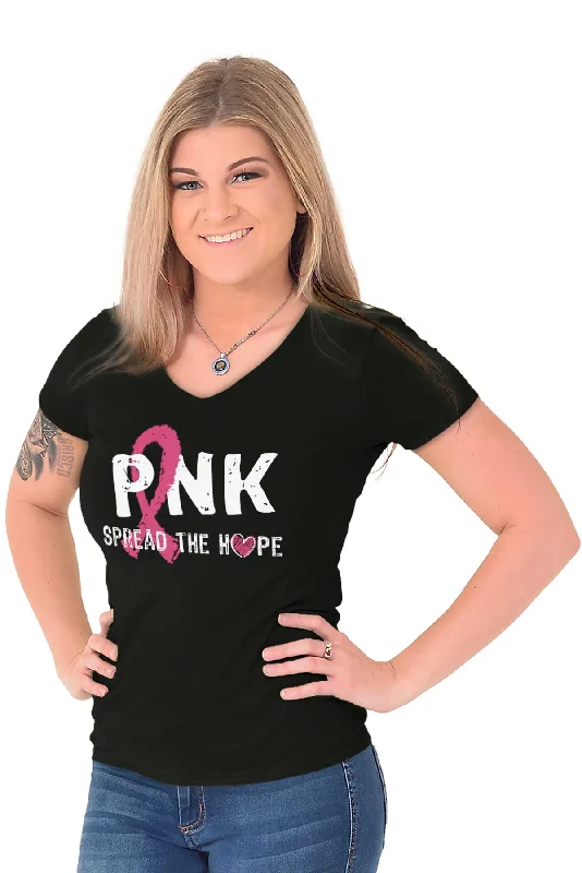 Breast Cancer Awareness Junior Fit V-Neck T Shirt