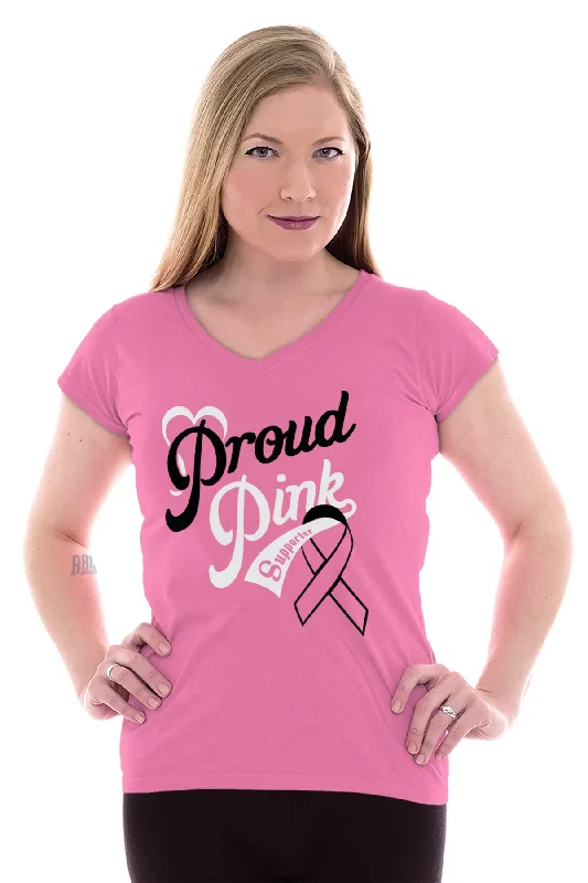 Breast Cancer Awareness Junior Fit V-Neck T Shirt