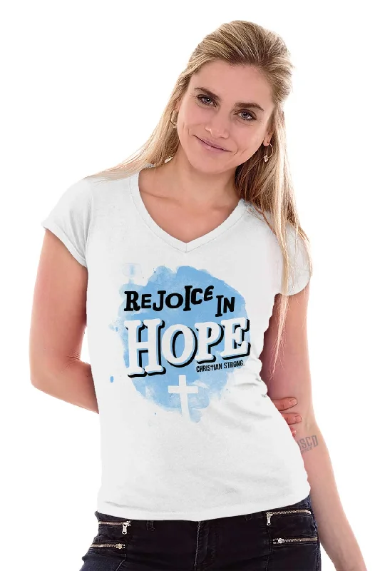 Rejoice in Hope Junior Fit V-Neck T-Shirt