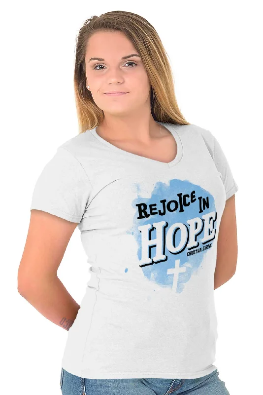 Rejoice in Hope Junior Fit V-Neck T-Shirt