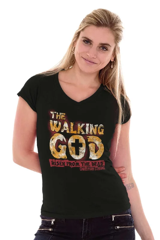 The Walking God Junior Fit V-Neck T-Shirt