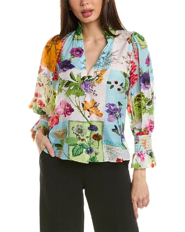 alice + olivia Ilan Silk-Blend Blouse