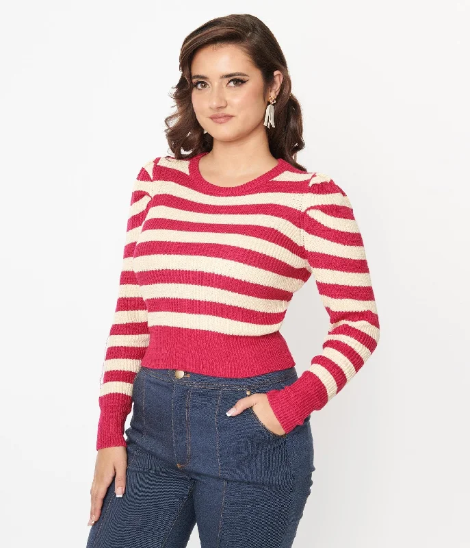 Berry Pink & Cream Stripe Sweater