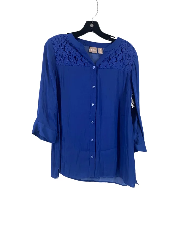 Blue Blouse 3/4 Sleeve Chicos, Size 1