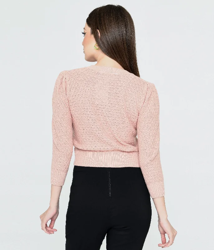 Blush Pink Mermaid Sisters Cropped Cardigan