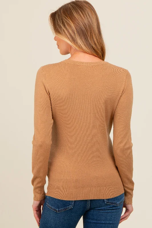 Camel Basic Soft Knit Maternity Sweater