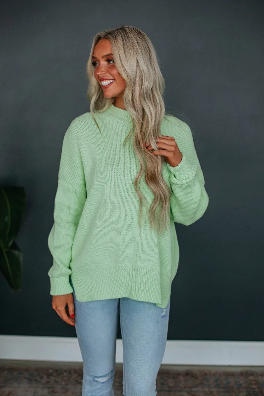 Chelsea Mock Neck Sweater - Keylime