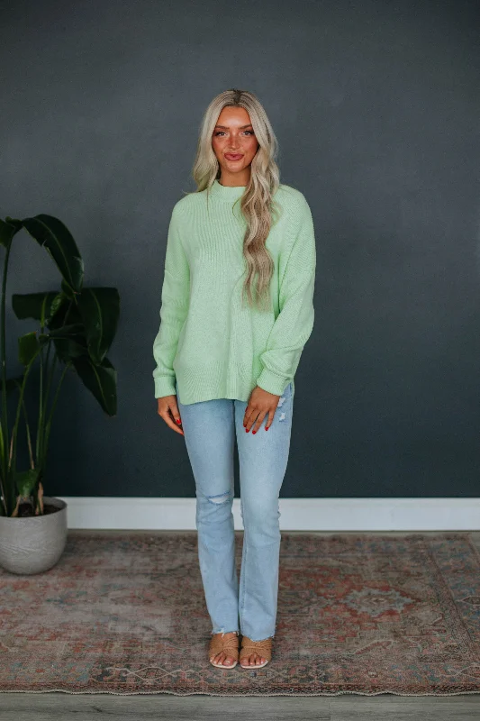 Chelsea Mock Neck Sweater - Keylime