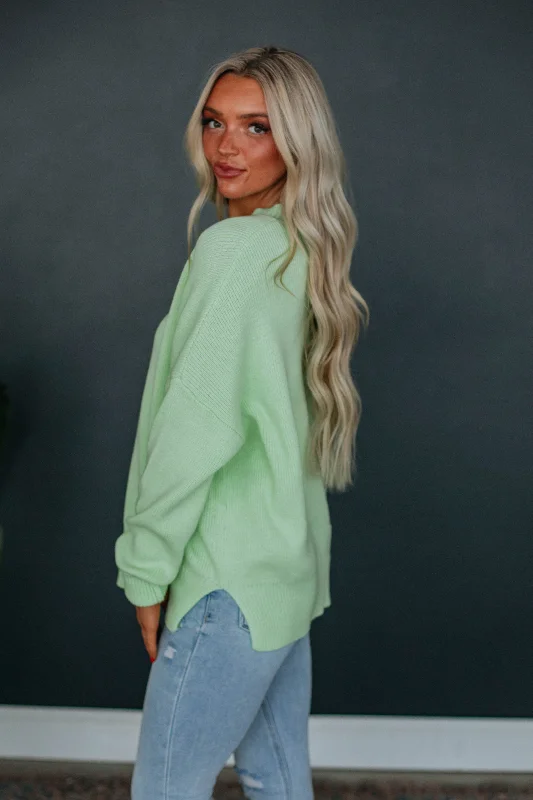 Chelsea Mock Neck Sweater - Keylime