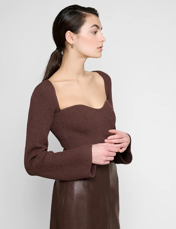 Chiara Bustier Knit Top in Chocolate