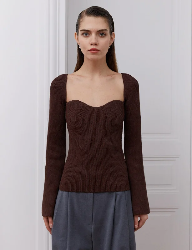 Chiara Bustier Knit Top in Chocolate