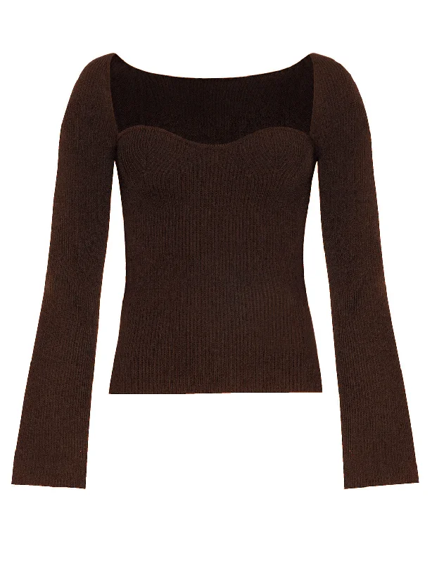 Chiara Bustier Knit Top in Chocolate