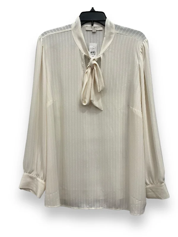 Cream Blouse Long Sleeve Loft, Size 1x