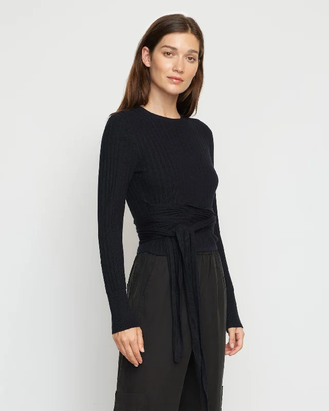 Deniza Tie-Front Ribbed Sweater