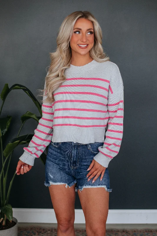 Jaslynn Striped Sweater - Grey Mix