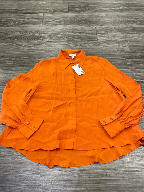 Orange Blouse Long Sleeve Nine West, Size S