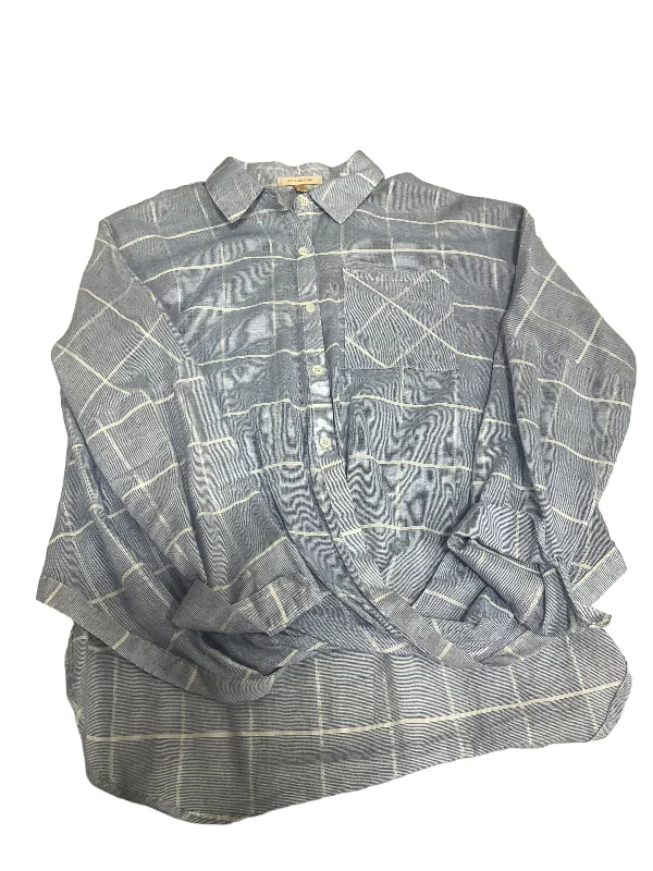 Plaid Pattern Blouse Long Sleeve Skies Are Blue, Size S