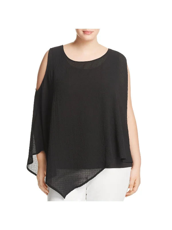 Plus Womens Layered Asymmetric Blouse