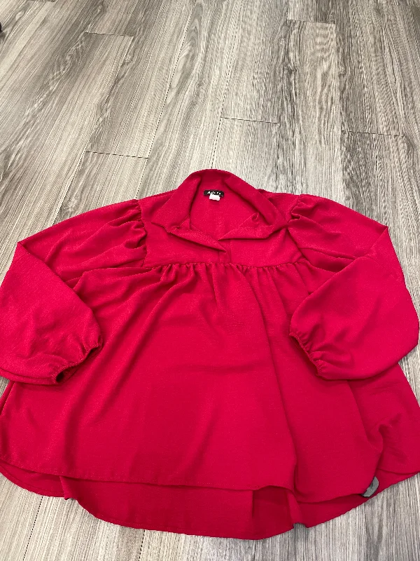 Red Blouse Long Sleeve Clothes Mentor, Size Xl